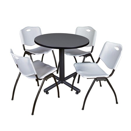 Kobe Kobe Round Table & Chair Set, Wood, Metal, Plastic Top, Grey TKB30RNDGY47GY